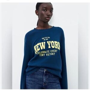 Zara Graphic Design Positive Vibe Crewneck Sweatshirt Size Small